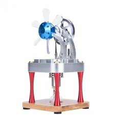 NikolaToy M16CF Hot Air Stirling Engine Model CNC Machined Aluminum Alloy Design Creative Desktop Ornaments Decoration Science Discovery Toys