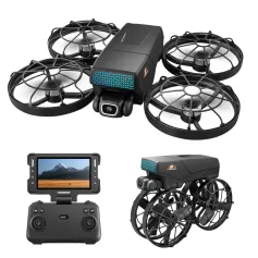WLRC M8 WiFi FPV со сложенным 4,3 \ ЖК-экраном Контроллер HD камеры Сервостабилизатор Оптический поток Висение бесщеточный светодиодный складной карманный RC дрон Квадрокоптер RTF