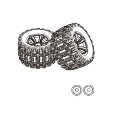 2PCS MJX 1/10 10208 RC Car Spare Parts Wheels Tires 1015A