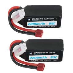 Batteria Lipo MARSLIPO 11,4 V 2200 mAh 25C 3S con connettore T e adattatore XT60 per modellini RC