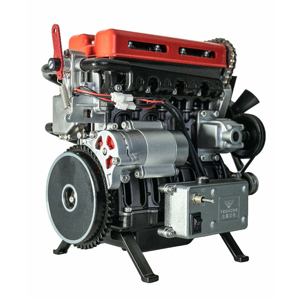 TECHING DM111 Metal Turbocharged 4 Cylinder Engine DIY Assembly Kit Excellent STEAM Science Education Discovery Toys Children Gifts