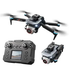 XKJ K6 MAX WiFi FPV con schermo LCD, controller HD, doppia telecamera, servo, giunto cardanico, evitamento ostacoli a 360°, drone RC pieghevole senza spazzole, quadricottero RT