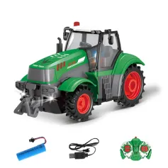 Landi QH205 1/24 27MHZ 4CH RC Car Farmer Series Modello di trasporto simulato in legno Luci Suono Giocattoli telecomandati Ragazzi Camion con cassone ribaltabile Veicolo di ingegneria Set Regali per bambini