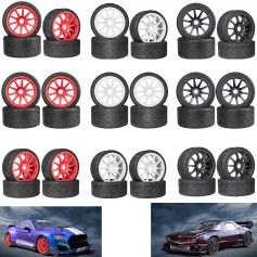 4PCS Eight-Character Pattern Racing Road Wheel Tire Spare Parts for ARRMA 1/7 Firebird FELONY Mustang GT Flat Race RC Car Vehicle Models Accessories