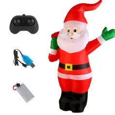 D020 2.4G RC Car Santa Claus Merry Christmas Electric Remote Control One Key Inflatable Sound Music 360° Turning Rechargeable Vehicles Models Toys