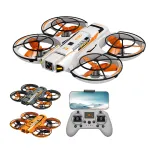 A21 PRO Mechanical Armor Style WiFi FPV with Dual Camera 180° Electrically Adjustable Optical Flow Hover Brushless Circle Fully Enclosed Protection Kids Gifts 2.4G 4CH 6-Axis Remote Control RC Toys Drone Quadcopter RTF