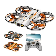 A21 PRO Mechanical Armor Style WiFi FPV with Dual Camera 180° Electrically Adjustable Optical Flow Hover Brushless Circle Fully Enclosed Protection Kids Gifts 2.4G 4CH 6-Axis Remote Control RC Toys Drone Quadcopter RTF