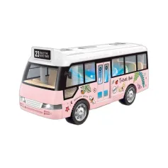 Children's Inertia Toy Car Route 23 City Bus School Bus Model with Sound Light Music Openable Doors Friction Powered Play Gift