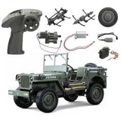 JJRC C8815 1/10 Willys Caminhão Militar RC Peças de Carro 2.4G Transmissor de Controle Remoto Direção Servo Dianteiro Traseiro Ponte Eixo Caixa de Câmbio 280 Motor Escovado Pneu Roda Cabo de Carregamento USB Modelos de Veículos Acessórios de Reposição