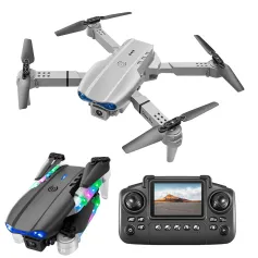 YLR/C E99 / E99D WiFi FPV con controller dello schermo LCD HD Doppia telecamera Bracci di illuminazione Posizionamento del flusso ottico Luce LED colorata Drone RC pieghevole Quadricottero RTF