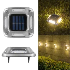 4Pcs 8*LEDs Solar Ground Light Waterproof Solar Light Warm Light Solar Garden Lamp Outdoor Courtyards Driveway Marker Light