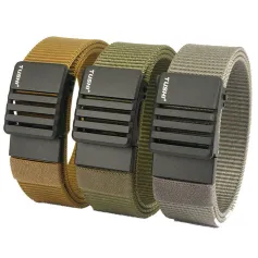 TUSHI 120cm Nylon Hard Tactical Belt for Men Metal Automatic Buckle Belt Military Belt for Outdoor Sports
