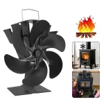 IPRee 6 Blades Heat Powered Stove Fan Black Fireplace Fan Log Wood Burner Eco-fan Quiet Home Fireplace Fan Efficient Heat Distribution