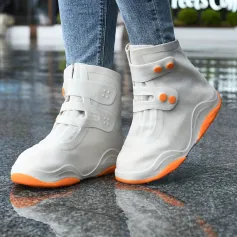 XANES 1Pair Bicycle Protective Gear Waterproof Non-slip Shoe Covers Easy Double Buckle Design Outdoor Reusable Overshoes Elastic Rain Boots Unisex