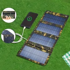 Painel solar dobrável IPRee 20W Células de painel solar USB resistentes a quedas para atividades ao ar livre Células de bateria de energia de telefone celular de emergência para acampamento de caravana de barco de carro