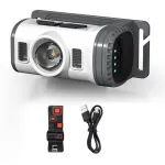 Motion Sensor Smart LED Headlamp Rechargeable Flashlight Red and Blue Warning Headlight Portable Clip-on Cap Light with 8 Lighting Modes for Outdoor Camping Hiking Fishing Running