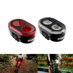 CYCLAMI CY300T 2PCS Bicycle Smart Front Rear Brake Sensing Lights Waterproof Type-C Charging Bike Lighting Headlight Warning Taillight for MTB Road Cycling