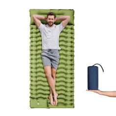 IPRee Outdoor Portable Self-Inflating Camping Air Mattress 4-Inch Thick Compact Ultralight Sleeping Pad with Built-in Foot Pump Pillow