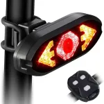 West Biking Smart 2-in-1 Bicycle Rear Light Wireless Remote Control 5 Light Modes Turn Signal Lights Bike bell horn Cycling Mini Taillight for Night Riding
