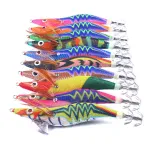 ZANLURE 10pcs Luminous Wooden Shrimp Fishing Lures Artificial Squid Hook Hard Bait for Octopus Cuttlefish