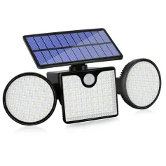 Hareket Algılama Özellikli Açık Hava Güneş Enerjili Projektör Işıkları 3 Ayarlanabilir Kafa ve 270° Geniş Açı