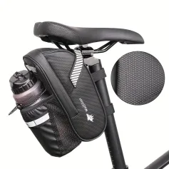 Wolfilist 1.8L Large Capacity Waterproof Bicycle Bottle Bag with Reflective Strips Lightweight Practical Bike Saddle Bag for Water Bottles Towels Repair Kits Essentials