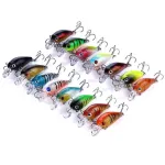 ZANLURE 15PCS 4.5cm 4g Luya Black Bass Fishing Lures 3D Metal Eyes Steel Hook Wobbler Bait for Rock Fishing