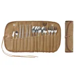 Outdoor Set Waterproof Storage Bag Stainless Steel Spoon Chopsticks Fork Camping Travel Picnic Canvas Bag