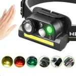 XPG+COB Red And Green Light With Magnet Built-in Battery USB Charging Wave Sensing Zoom Strong Light Headlamp