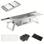IPRee Stainless Steel Grill Outdoor Portable Charcoal Thickened Barbecue Household Small One-second Folding Carbon Baking Skewer Oven for Outdoor