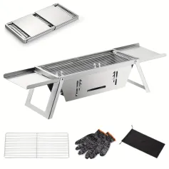 IPRee Stainless Steel Grill Outdoor Portable Charcoal Thickened Barbecue Household Small One-second Folding Carbon Baking Skewer Oven for Outdoor