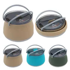 IPRee 1L Outdoor Silicone Kettle Folding Camping Tableware Kettle Cook Water Pot Mini Boiling Water Pot with Handle for Fishing Travel