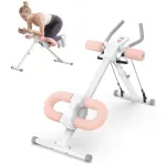 Warmounts 440lbs Capacity Foldable Adjustable Ab Trainer Core Workout Machine with Resistance Bands Men Women Exercise Equipment with Knee Protection for Home Gym Fitness