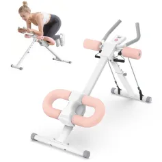 Warmounts 440lbs Capacidade Dobrável Ajustável Ab Trainer Core Máquina de Treino com Bandas de Resistência Equipamento de Exercício Masculino e Feminino com Proteção de Joelho para Ginástica em Casa
