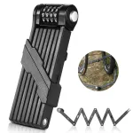 WEST BIKING Folding Bike Lock 1.2m Length High Strength Steel 4-dight Password 8 Section Extend Chain Waterproof Safety Lock for Bicycle Motorcycle Electric Scooter