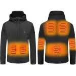 TENGOO HJ-07 7 Heating Areas Coat Jacket Three-speed Temperature Control Heated Windbreaker Thermal High Neck Hooded Coat for Winter Outdoor Sport