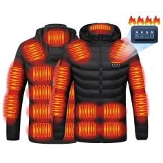 Giacca riscaldante TENGOO HJ-21, 21 zone riscaldate, con ricarica USB, impermeabile, invernale, per escursioni all'aperto e campeggio, elettrica