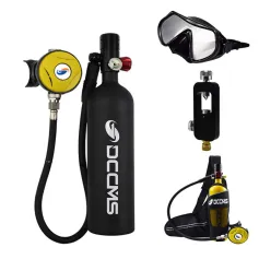 DCCMS 1L Scuba Diving Tank Provide 10-15 Minutes Of Breathing Time Aluminum Oxygen Tanks Diving Equipment Snorkeling with Adapter Diving Goggles Strap Bag