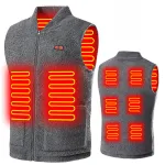 TENGOO HV-08G Heated Vest 8 Heating Areas USB Charging 3 Gear Temperature Control Grey Plush Windproof Outdoor Winter Warm Clothing