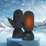 TENGOO 3 Gears Electric Heated Gloves USB Rechargeable Heating Mittens Winter Warm Touch Screen Gloves Cycling Glove Outdoor Waterproof Thermal Gloves