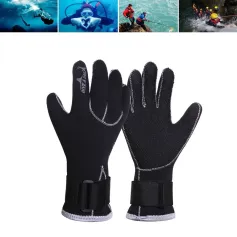 DIVE&SAIL 3mm Black Neoprene Patchwork Diving Gloves Warm Swimming Gloves For Couples Snorkeling Spearfishing Hunting Diving