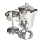 IPRee Percolator Coffee Pot Stainless Steel Camping Outdoor Stovetop Maker W/ Top Glass Knob 9 Cups Cold Brew Coffee Maker Coffeeware