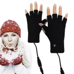 TENGOO Winter Electric Heated Gloves USB Rechargeable Half-finger Gloves Hand Warmer Heating Gloves Thermal Touch Screen Waterproof Motorcycle Gloves