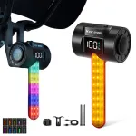 WEST BIKING RGB Colorful Dynamic LED Bicycle Taillight Smart Sensor Brake Digital Power Display Waterproof USB Rechargeable Bike Rear Light for Outdoor Night Safe Cycling