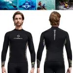 DIVE&SAIL Men's Diving Tight Long Sleeve T-shirt UPF50+ UV Protection Quick-drying High Elastic Pull-over Professional Floatsuit Top for Surfing Swimming