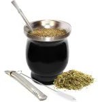 8oz tea Yerba Mate Cup 304 rozsdamentes acél duplafalú szigetelt vákuum rozsdamentes acél Mate szívószál tea kávékészlet kanálkefével Bombilla