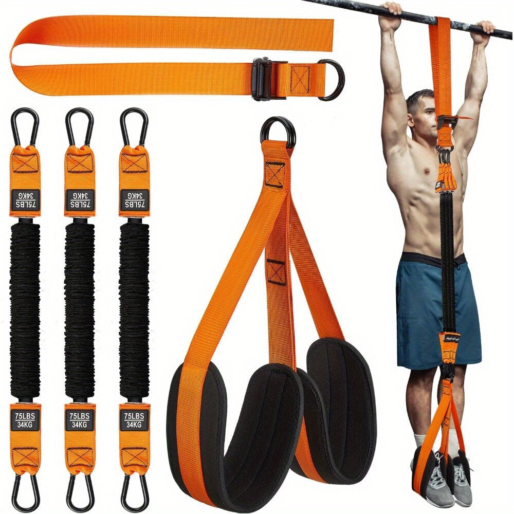 225lbs Resistance Band Adjustable Weight Size Pull Up Assistance Bands with Fabric Foot Knee Rests for Pull-Up Assistance