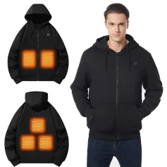 TENGOO HZ05 Smart Heated Zipper Hoodies Sweatshirt 5 Heating Areas Quick Heating USB Rechargeable Washable Safety Fashion Oversize Jacket for Winter Outdoors Keep Warm