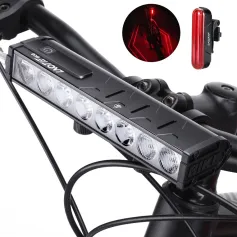 LAOTIE B06 B08 5000Lm Brightness Bike Headlight 8 LED Large Beads Dual Distance Beam Design 10000mAh Battery Phone Emergency Power Bank IPX5 Waterproof 4 Light Modes Fast Charge Bicycle Digital Display Front Light for Electric Bike Scooter MTB Bikes