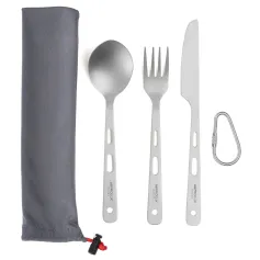 Astrolux® Ti-FS1 Titanium Flatware Set Titanium Flatware Knife Fork Spoon Set Lightweight Ti Camping Utility Cutlery Set with Carrying Bag for Traveling Picnic Hiking